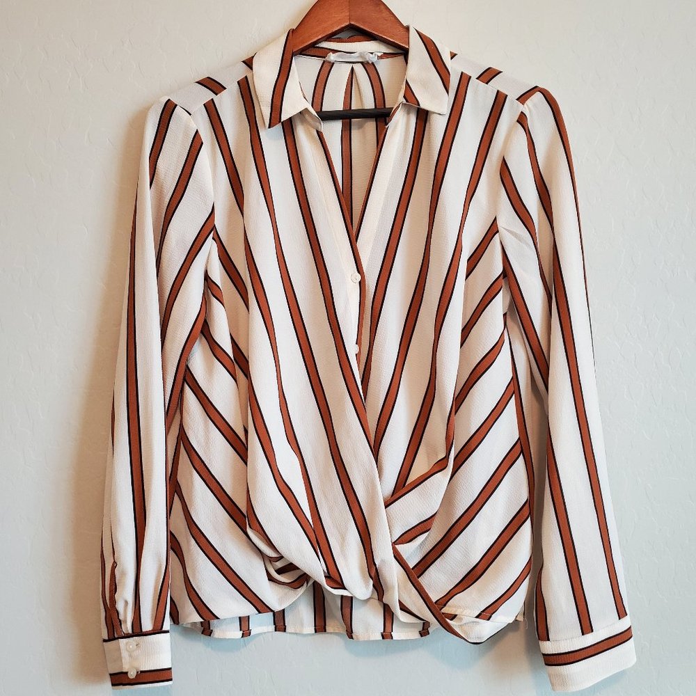 All in Favor - Button Wrap front - Striped Top